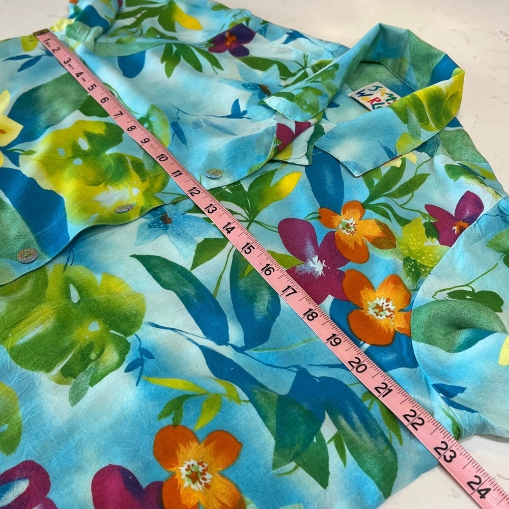 Vintage Jams World Hawaiian Floral Short Sleeve Button Down Shirt Large - Picture 7 of 10